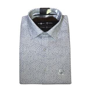 Alfani Men's Slim-Fit Dash-Print Dress Shirt white cobalt 16-16.5 32-33 $65